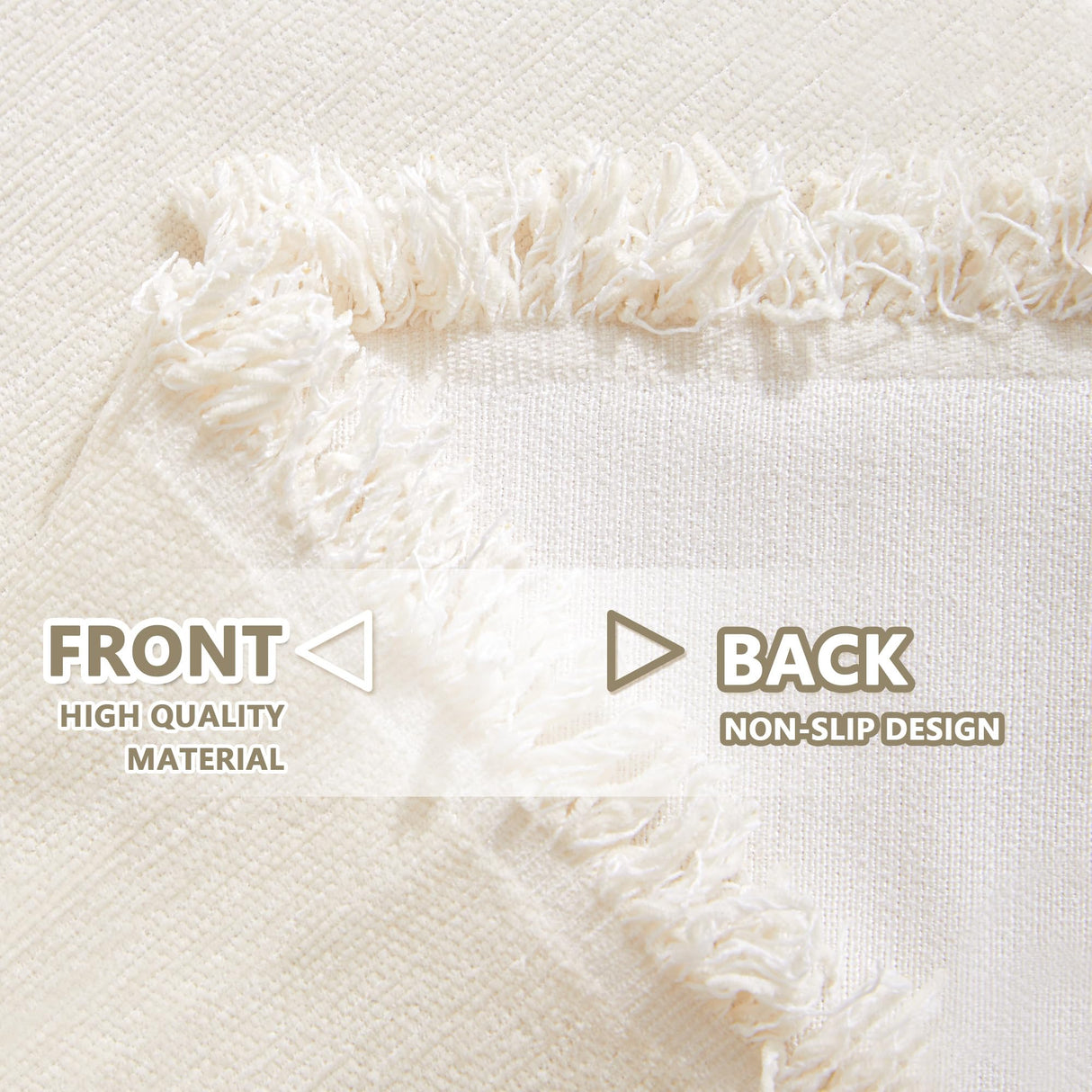 MYSKY HOME Boho Couch Cover Beige Sofa Covers with White Tassel Farmhouse Sofa Slipcover Simple Couch Protector for Dogs Chenille Sectional Couch Covers L Shaped Couch Cushion Covers, 91"x 134" MYSKY HOME