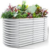 Land Guard 6x3x3ft Oval Galvanized Raised Garden Beds, Large-Capacity Metal Planter Box Outdoor, Durable Deep Raised Garden Bed 3ft Tall, Raised Beds for Gardening Vegetables, Classic Silver Land Guard