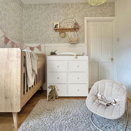 BOLUO Changing Table Dresser with 6 Fabric Drawers, Baby Dresser with Changing Table Top Diaper Changing Station with Storage for Nursery Modern BOLUO