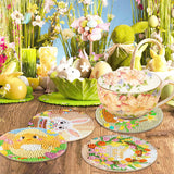 UPINS 8 Pieces Easter Diamond Art Coasters,Bunnies Diamond Art Coaster for Adults Diamond Kits Supplies for Spring Easter Gift UPINS