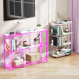 solaround Acrylic Console Table, 3 Tier Entryway Table with Storage Shelves (Pink) solaround