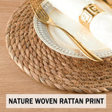 Handmade Heat Resistant 12" Round Woven Placemats Set of 8, Wicker Boho No Chemical Natural Water Hyacinth Place Mats, Farmhouse Table Mats for Kitchen Dining Table,Home Decorations,Wedding Chic Glamour