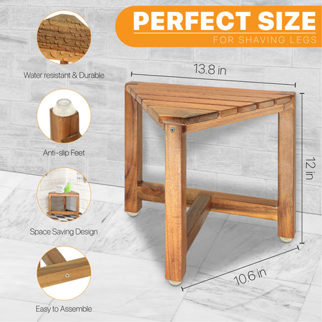 ENKEZI Shower Foot Rest 12 in - Shower Stool for Shaving Legs, Small Corner Bathroom Bench Suitable for Small Shower Spaces - Bath Seat, Spa Foot Rest Shaving Stool Corner ENKEZI