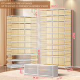 CIMLORD 9 Tier Foldable Shoe Rack for Closet Entryway 18-36 Pairs Stackable Clear Shoe Storage Boxes with Lids Large Shoes Shelf with Door Tall Plastic Organizer Cabinet Easy Assembly CIMLORD