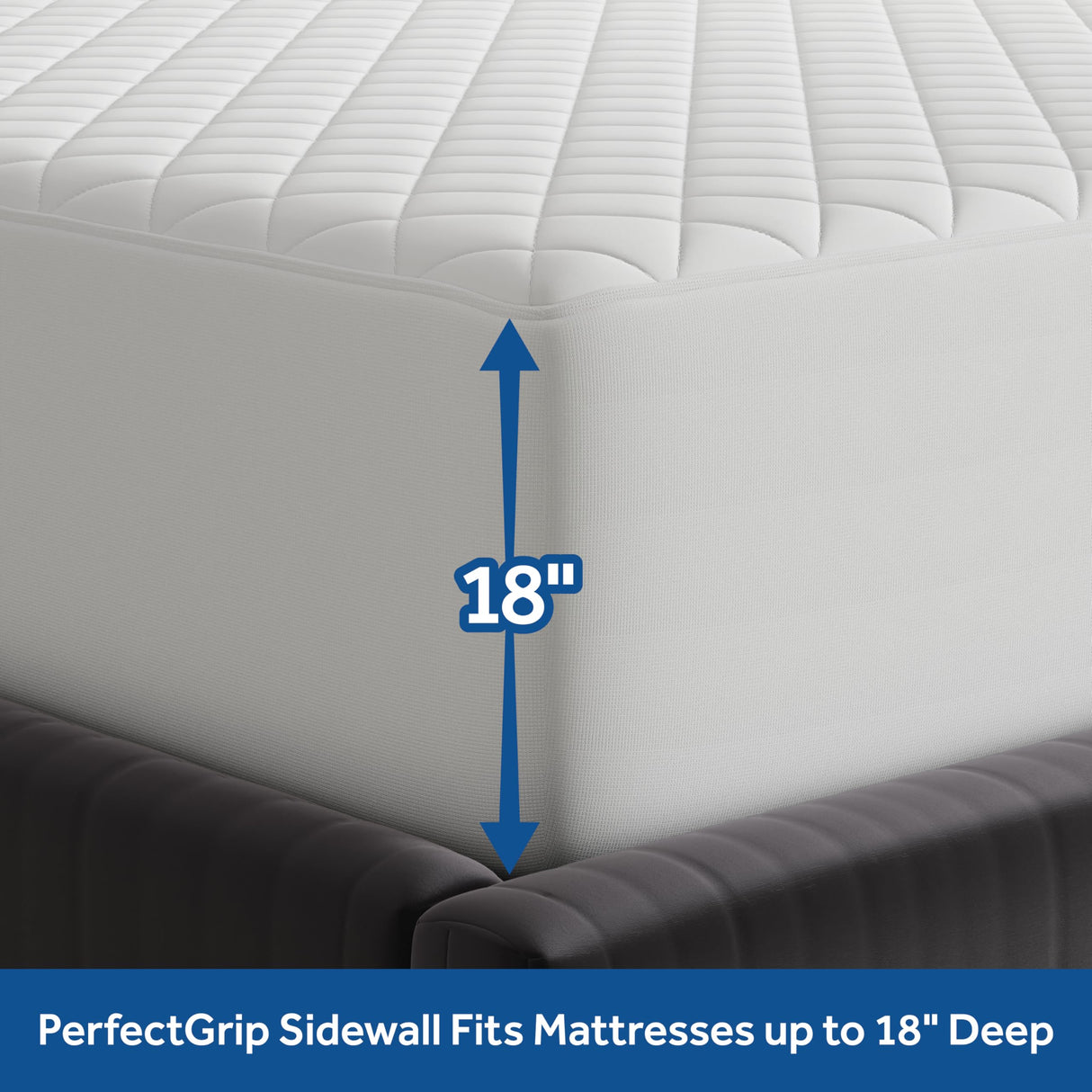 Sealy Luxury 100% Cotton Soft Top Layer, High Loft Comfort EternaLoft Fiberfill, Durable Stretch Corners Mattresses 18 Inches Deep Machine Washable Fitted Mattress Pad, Queen Size, White Sealy