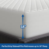 Sealy Luxury 100% Cotton Soft Top Layer, High Loft Comfort EternaLoft Fiberfill, Durable Stretch Corners Mattresses 18 Inches Deep Machine Washable Fitted Mattress Pad, Queen Size, White Sealy