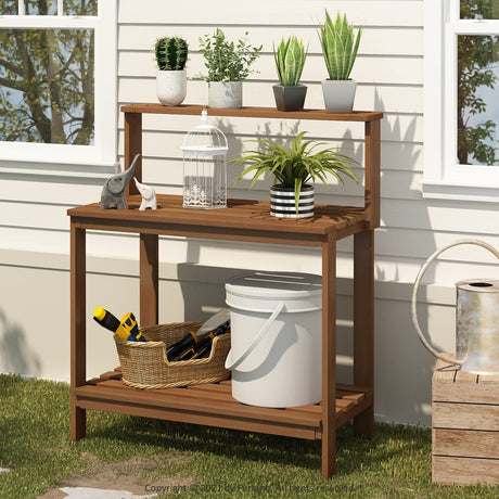 Furinno FG17478 Tioman Outdoor Patio Furniture Hardwood Potting Bench, Natural Furinno