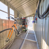 4x10 Ft Outdoor Heavy-Duty Shed, Metal Lean to Shed with Floor Kit and 2 Windows for Tools, Bikes, Patio Equipment, with Left/Right Door Options LZBEITEM