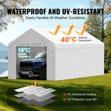 VEVOR Carport Replacement Canopy Top Cover + Sidewall 10 x 20 ft, Garage Tent Shelter Tarp Heavy-Duty Waterproof & UV Protected, Easy Installation with Ball Bungees,White (Frame Not Included) VEVOR
