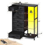 EnHomee 54" H Dresser for Bedroom with LED Lights & Power Outlets Dresser with 8 Drawers Fabric Dressers & Chests of Drawers for Bedroom, Sturdy Metal Frame, Acrylic Plates (Charcoal Black) EnHomee