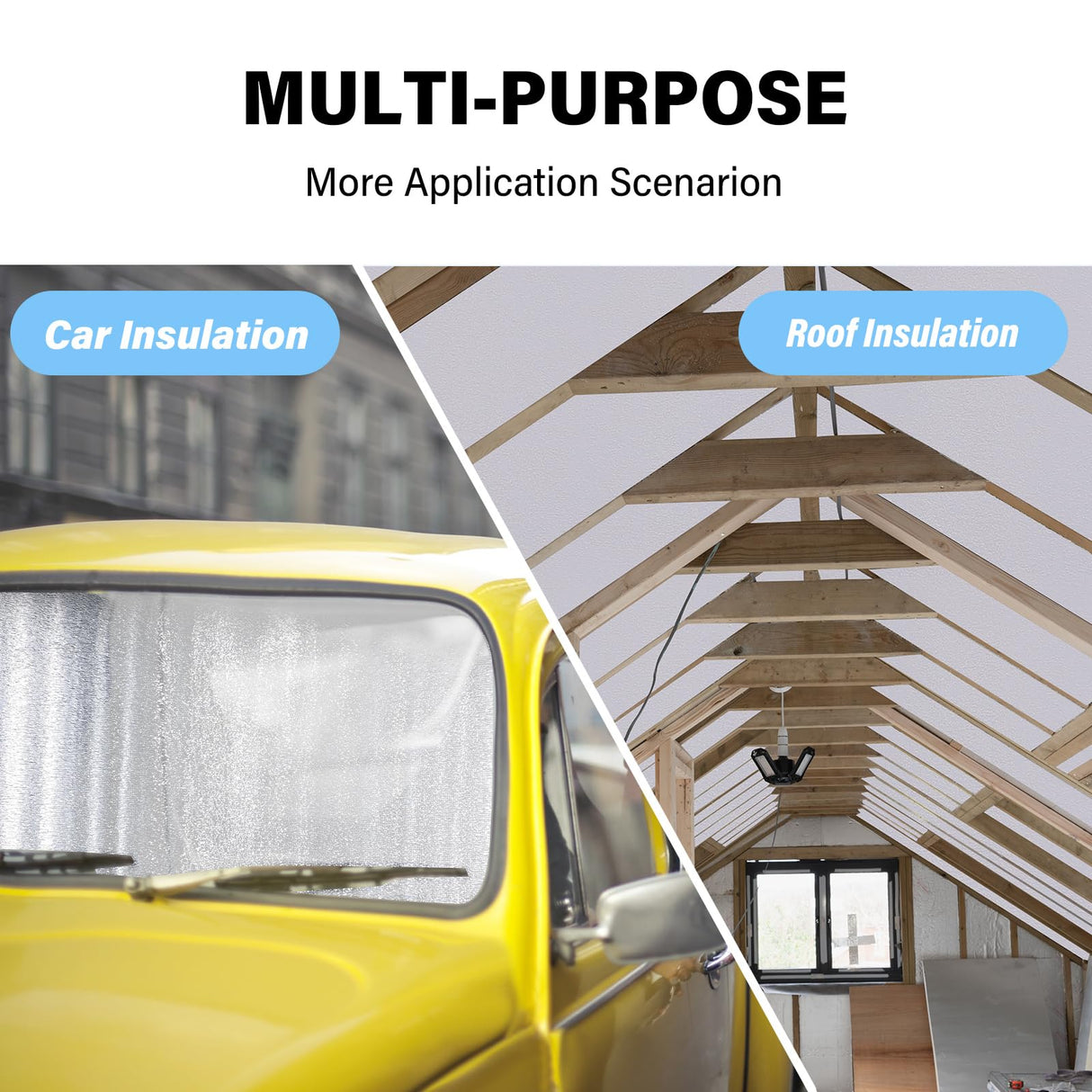 Frienda Garage Door Insulation Set 24 x 48 Inch White Foam Core Insulation Panels Reflective Aluminum Radiant Barrier Thermal Insulation Shield with Adhesive Tape for Greenhouse Attics Walls (16 Pcs) Frienda