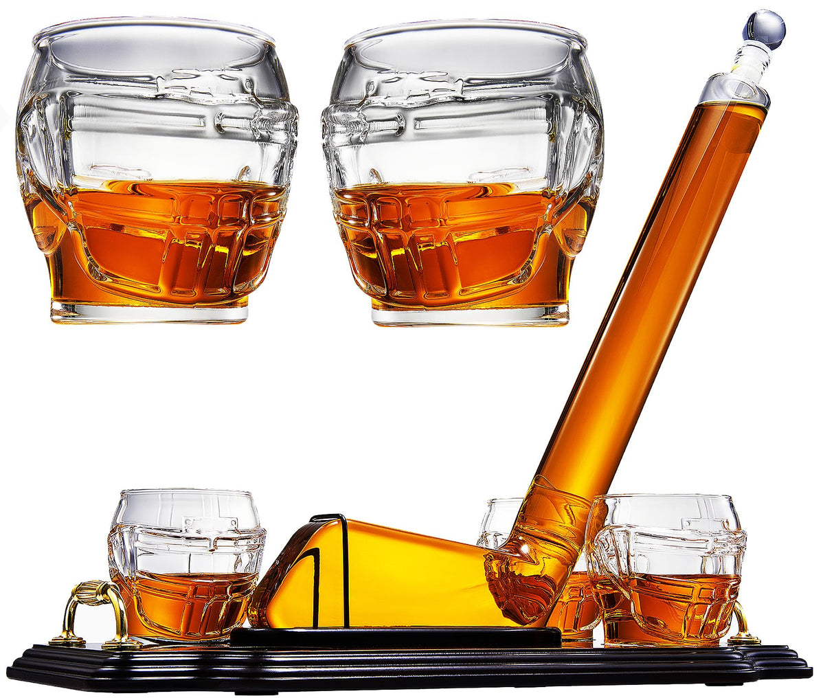 Ice Hockey Whiskey Decanter Set with 4 Unique Helmet Glasses, 750ml Decanter and 8oz Glasses – Perfect for Hockey Fans Gift, Whiskey Lovers, Sports Enthusiasts, Fathers, or Holidays by The Wine Savant The Wine Savant