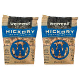 Western Premium BBQ 180 Cubic Inch Hickory Barbecue Flavorful Heat Treated Grilling Smoking Wood Chips for Charcoal Gas and Electric Grills (2 Pack) Western