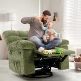 CheerAmenit 360° Swivel & Rocking Recliner Chair, Green Fabric Upholstered Glider with Side Storage Pockets, Sturdy Q235 Steel Frame Single Sofa for Living Room, Nursery, Small Apartments CheerAmenit