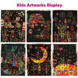 ZMLM Scratch Art Crafts Girls Gifts, 50 Rainbow Scratch Paper Art Gifts for 3 4 5 6 7 8 9 10 Years Old Girls and Boys Kids, Arts and Crafts for Kids 4-6 Birthday Toys and Games Activities Gift (Pink) ZMLM