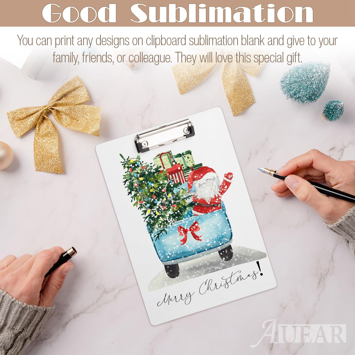 AUEAR, 6 Pack Sublimation Clipboard Blanks 9x12 MDF A4 White for Office Teacher DIY Craft AUEAR