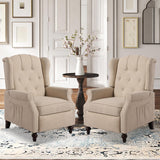 PALLOME Wingback Recliner Chair with Massage and Heat Tufted Fabric Push Back Arm Chair, Recliner Chair for Living Room Bedroom Home Theater (2,Beige) PALLOME