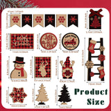 Funnymoom 17 Pcs Christmas Tiered Tray Decor Red and Black Buffalo Plaid Wood Signs Farmhouse Rustic Christmas Table Decorations Centerpieces Wooden Blocks for Xmas Winter Home Winter Party Decor Funnymoom