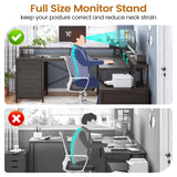 SEDETA L Shaped Desk with 6 Drawer, 108" Home Office Desk with File Drawer & Power Outlet, Corner Computer Desk with Monitor Shelf, File Cabinet, Two Person Desk, Gaming Desk with Led Lights, Black SEDETA