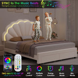 HIFIT Queen Smart LED Upholstered Bed Frame with Storage Drawers & Adjustable Velvet Headboard, Beige HIFIT