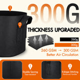 Gardzen 10-Pack 10 Gallon Grow Bags, 300G Thickened Aeration Fabric Pots with Handles, Heavy Duty Cloth Pots for Plants Gardzen