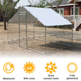 NUGRIART Large Metal Chicken Coop Walk-in Poultry Cage Hen Duck Run House with Waterproof & Anti-UV Cover Galvanized Rabbits Habitat Spire Shaped Cage for Outdoor Yard Farm Use NUGRIART