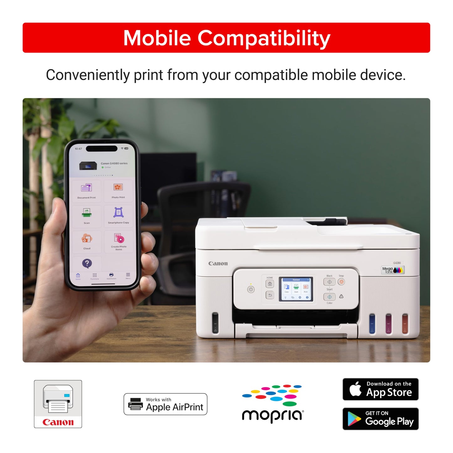 Canon Megatank G4280 All-in-One Wireless Supertank [Megatank] Printer | Print, Copy, Scan | Mobile Printing |2.7" LCD Color Touchscreen | Auto Document Feeder and Auto Duplex