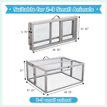 COZIVVOVV Durable Wooden Chicken Coop with Run, Portable and Foldable Chicken Brooder Box, Indoor Outdoor Hen House for Chick Duck Bunny Small Animals 45" L（Grey） - WoodArtSupply