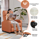 Yaheetech Recliner Chair PU Leather Recliner Sofa Home Theater Seating with Lumbar Support Overstuffed High-Density Sponge Push Tan Recliners Yaheetech