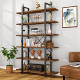 FRAPOW Vintage Industrial Rustic 6-Tier Bookshelf - 83-Inch Tall Bookcase for Home & Office Storage FRAPOW