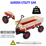 ZeHuoGe Outdoor Sport Wagon All Terrain Pulling w/Removable Wooden Side Panels Air Tires Big Foot Panel Wagon 330 lbs. Weight Capacity Sturdy All Steel Wagon Bed ZeHuoGe