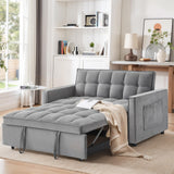 Gexpusm Pull Out Futon Sofa Bed, 55.3'' Convertible Loveseat Sleeper, 3-in-1, Velvet, Grey Gexpusm