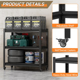 TOPASS Workbench on Wheels, Adjustable Heavy Duty Work Table with Wheels, Heavy Duty Workstation, Metal Tool Work Bench for Garage Warehouse Workshop, 32" H x 18" D x 34" W Topass