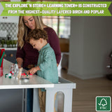 Little Partners Learning Tower Toddler Tower, Explore 'N Store Montessori Kitchen Tower for Cooking and Learning, 22.28" L x 19.56" W x 33.50" H, Ages 2 to 6 (Silver Drop) Little Partners