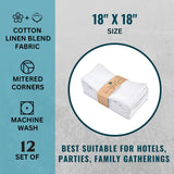 Fingercraft Cloth Napkins, Cotton Linen Blend Napkins Cloth Washable 12 Pack Premium Quality for Parties, Christmas, Thanksgiving, Weddings, Mitered Corner Dinner Napkin for Every Day Use White FINGERCRAFT