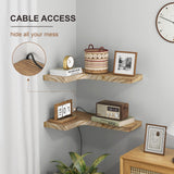 fuqing Floating Corner Shelves, Wall Shelf Set of 3, Shelves for Wall Storage, Solid Wood Shelves for Storage, Wall Mount Wooden Display Shelf for Bathroom Bedroom Kitchen Garage, Carbonized Black fuqing