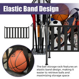 JIRTEMOT Sports Equipment Organizer, Heavy Duty Golf Bags Stand, Extra Large Ball Storage Rack for Garage, Sports Gear Storage with Basket and Hooks, Black JIRTEMOT