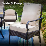 PHI VILLA 7 Pieces Patio Dining Set, Outdoor Round Table and Chairs for 6, 52" Round Dining Table with Umbrella Hole & 6 Heavy Metal Wicker Chairs with Thick Cushions PHI VILLA