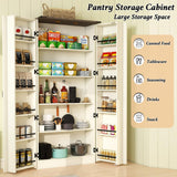 Vrmuxita Tall Kitchen Pantry Cabinet: Food Pantry Cabinets for Kitchen Storage, Off White Wood Storage Cabinet with 2 Doors, Farmhouse Cabinets with Freestanding Cupboard Vrmuxita