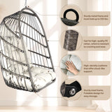 Chihee Egg Chair with Ultra Strong Stand and Cushion Foldable Wicker Rattan Hanging Chair Indoor Outdoor Patio Lounging Chair 330 lbs Capacity Balcony Porch Bedroom Garden Chihee