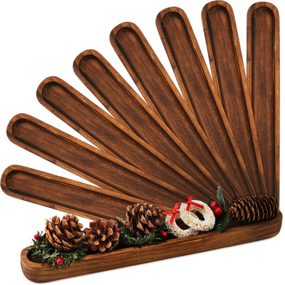 Thyle 8 Set Small Wooden Dough Bowls 12 x 1.8 x 1 Inch Rustic Wood Long Tray Decorative Long Wooden Bowl Accessories Wood Bowl Decor for Home Table Centerpiece Display Decoration