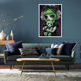 cdjlddww Gothic Diamond Painting Kits for Adults, 5D Diamond Art Kits for Beginners, DIY Bear Round Full Diamond Gemstone Art Rhinestone Painting for Wall Decor 12X16 inch cdjlddww