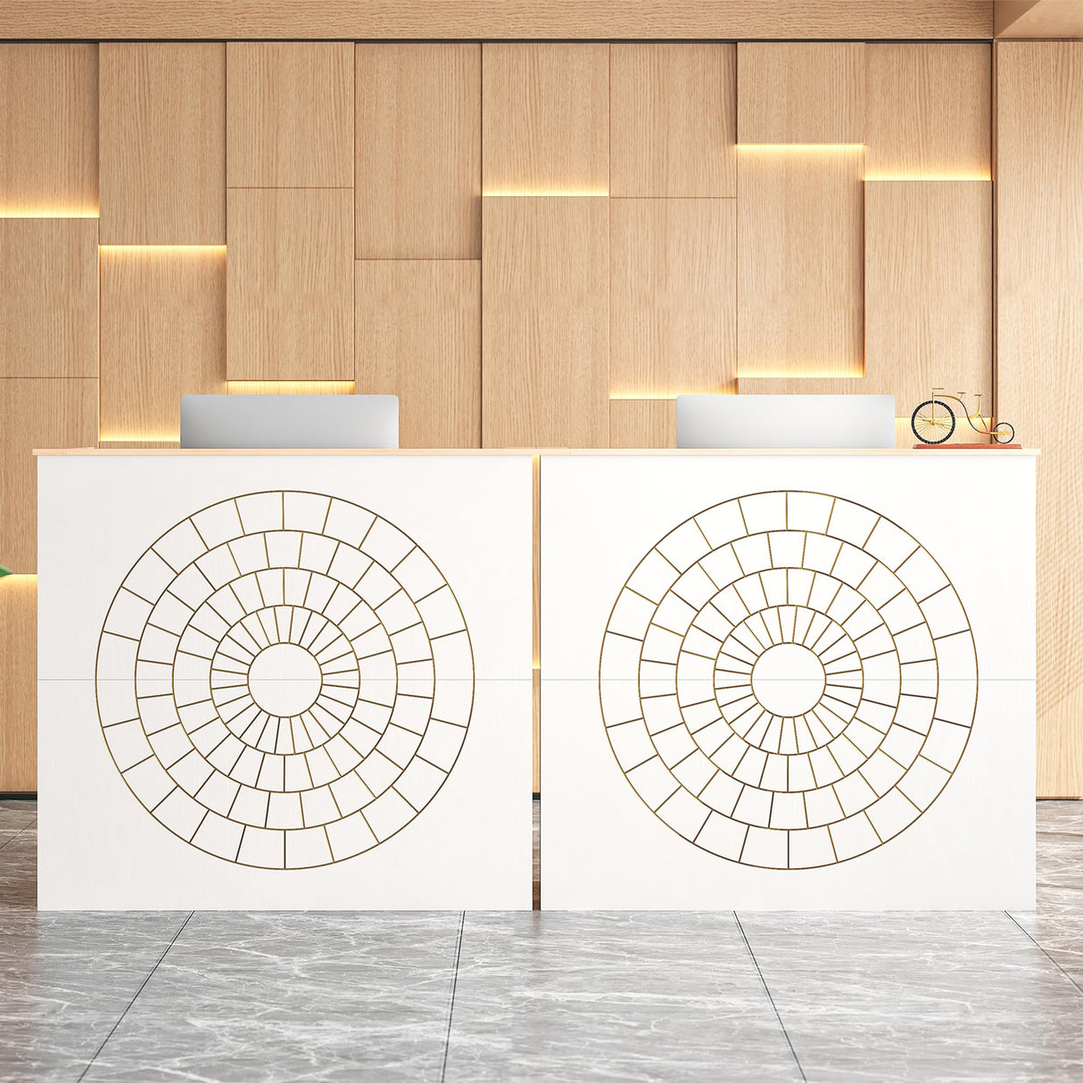 LIKEMET Reception Desk with Counter, Modern Front Reception Room Table, 47 inch Retail Counter for Checkout, Lobby, Beauty Salon, Home Office Desk, Black (White) LIKEMET