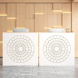 LIKEMET Reception Desk with Counter, Modern Front Reception Room Table, 47 inch Retail Counter for Checkout, Lobby, Beauty Salon, Home Office Desk, Black (White) LIKEMET