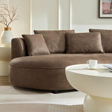 KEIKI 129" Curved Oversized Modular Leathaire Sectional Sofa with Right Chaise, 4 Pillows, 3 Back Cushion, Modern Style Comfy 5-Seater Couch, Easy Assembly, for Office, Apartment, Living Room, Brown KEIKI