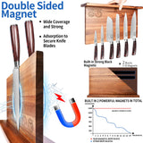 XYJ Extra Large Magnetic Knife Block Acacia Wood Knife Set Holder Stand With Stronge Magnetic Strip Kitchen Knives Storage Rack Organizer Tools No Drilling XYJ