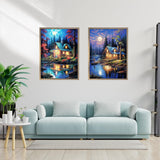 YOYA 2 Pack Log Cabin Diamond Painting Kits for Adults, Lake Cabin 5D Diamond Art Kits for Adults, DIY Scenery House Full Drill Gem Art Painting Kit for Home Wall Decor 12 x 16 Inch YOYA