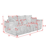 Antetek 82" Modern Sofa Couch, Comfy Deep Seat Teddy Cloud Sofa, Upholstered 3-Seater Boucle Couch, Oversized Loveseat for Living Room, Bedroom, Office, Apartment, Black Antetek