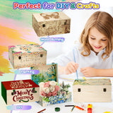 Large Unfinished Wooden Boxes Set of 2 Sizes Wood Box with Hinged Lid – Large Wooden Boxes– Keepsake Memory Boxs- for DIY Crafts, Gifts, Jewelry,Wedding and Storage – Handcrafted Box HIPNOOK