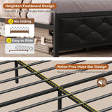 DICTAC King Size Metal Bed Frame with Smart Charging Headboard, Storage Shelves, and LED Lighting DICTAC